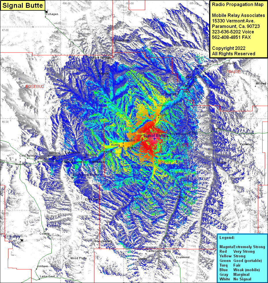 heat map radio coverage Signal Butte